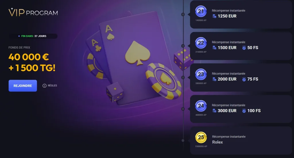 SpinAura Casino programme VIP avec niveaux, récompenses en euros et tours gratuits